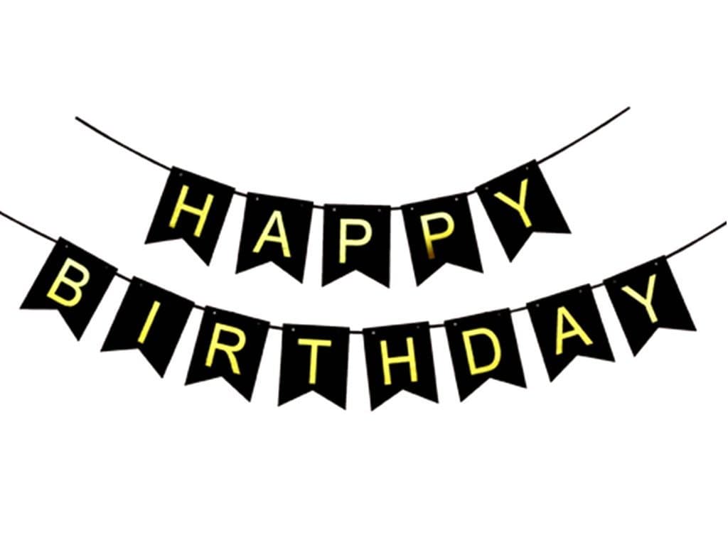 2.5M Happy Birthday Banner, Perfect Birthday Decoration and Party Supplies - Black & Gold Lette