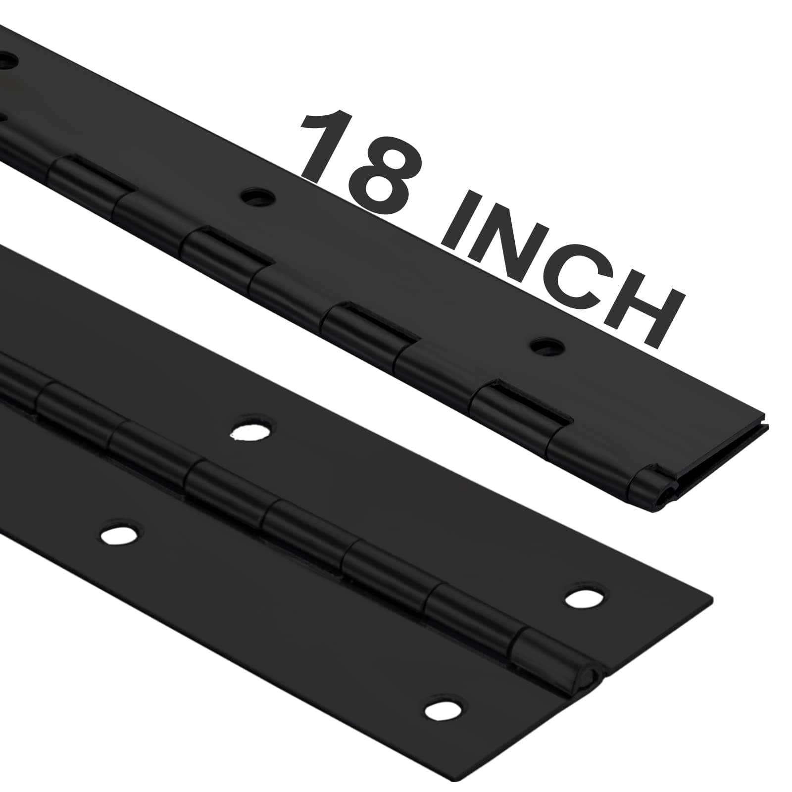 2Pack Heavy Duty Piano Hinge, 2" Open Width x 18" Continuous & Piano Hinges, 0.06” Thick Stainless Steel Piano Hinge with Holes, Black Stainless Furniture Hinges for Cabinet Door Cases Woodworking