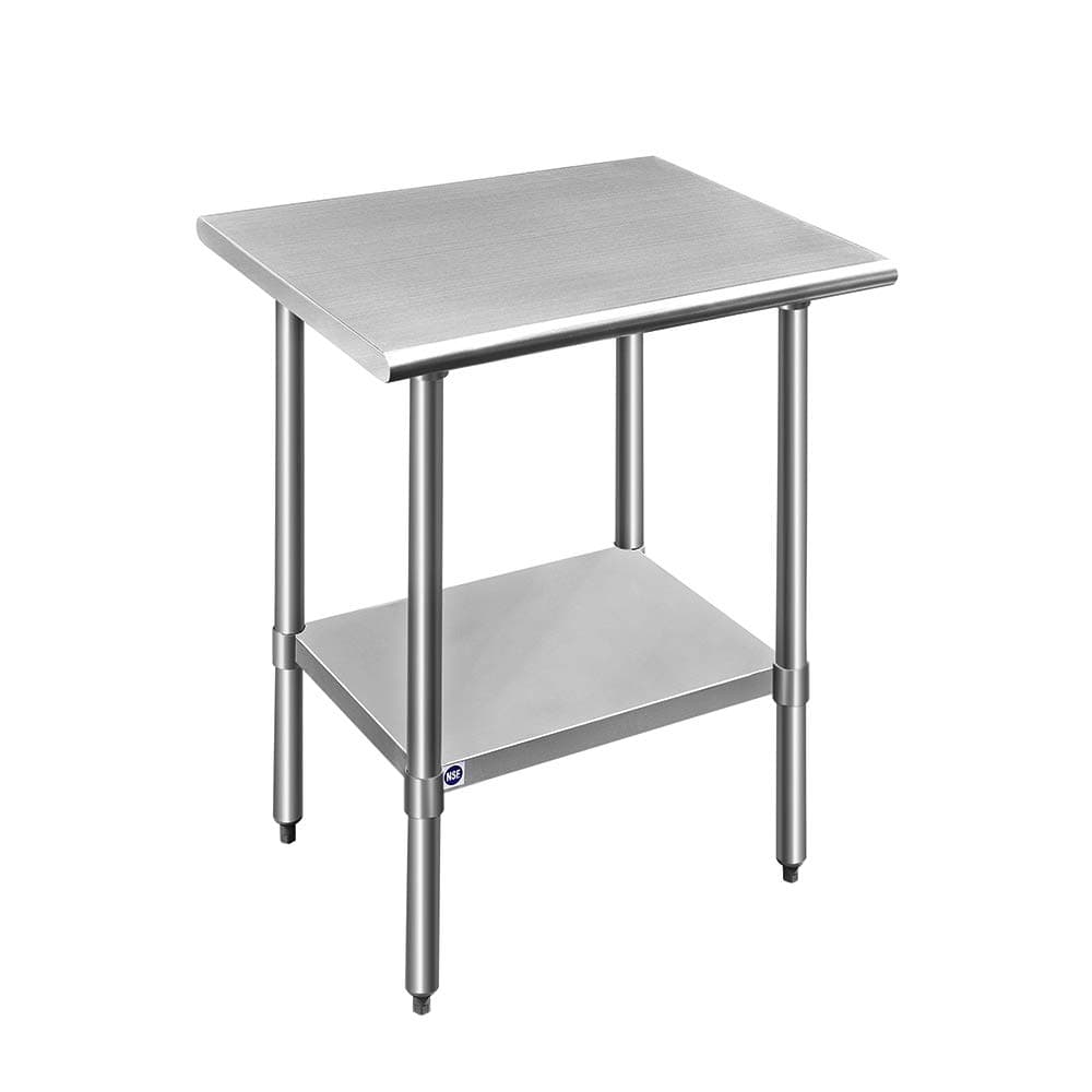 Stainless Steel Table for Prep & Work 24x30 Inches, NSF Metal Commercial Kitchen Heavy Duty Table with Adjustable Under Shelf and Table Foot for Restaurant, Home and Hotel