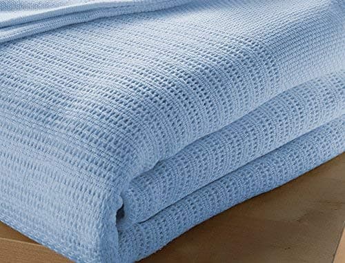 Musbury 100% Cotton Cellular Single Blanket In Blue 180/230cm (71/90")