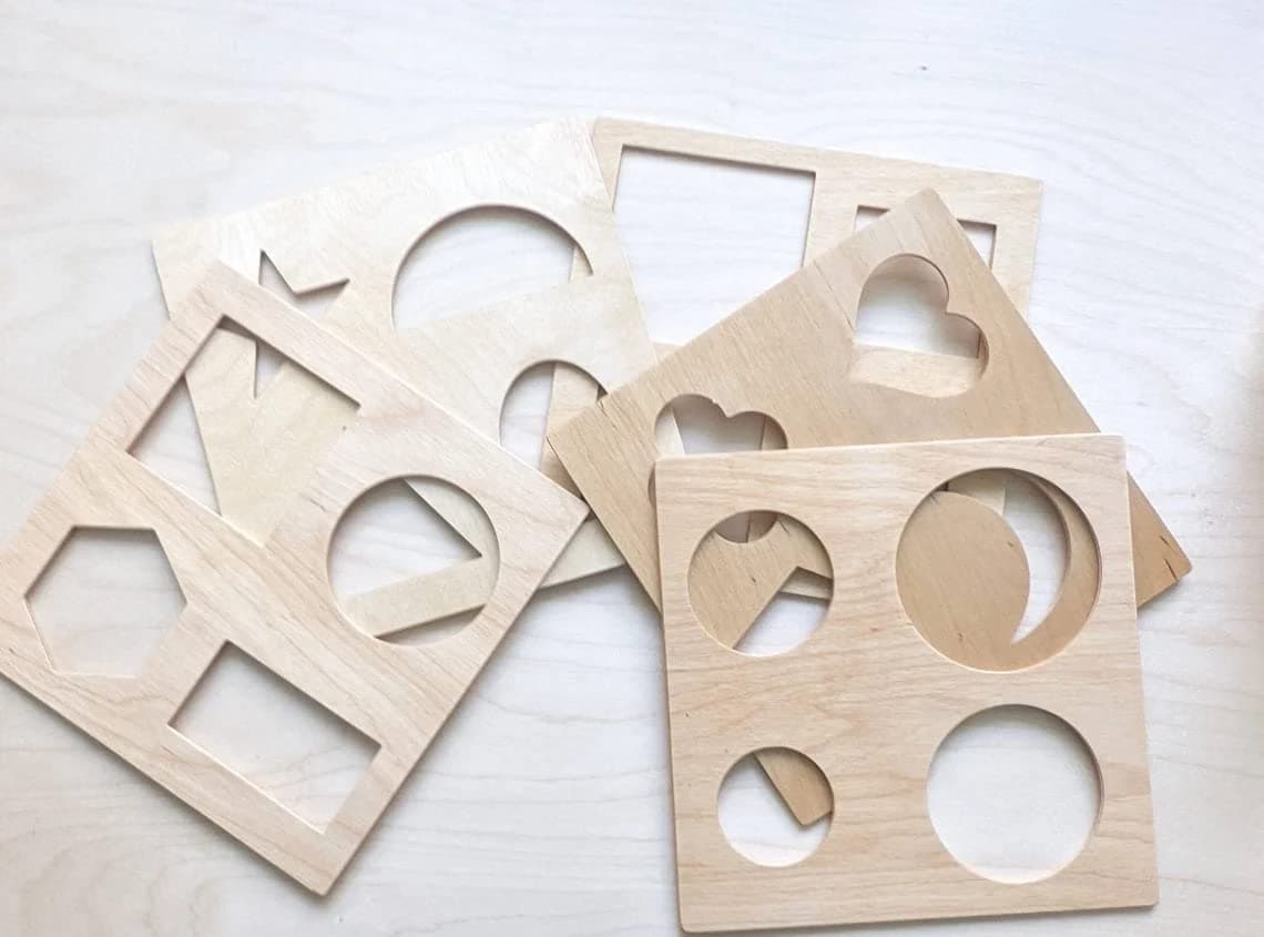 Haoser Wood Shapes Stencils. Montessori Pre-Writing Material. Pre-Writing Material for Preschoolers