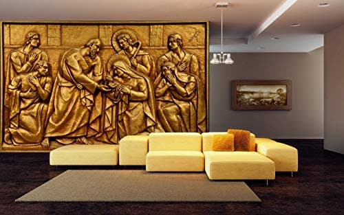 999store Golden Wall and People murals Wallpaper (Non Woven_10x15 Feet_Golden)
