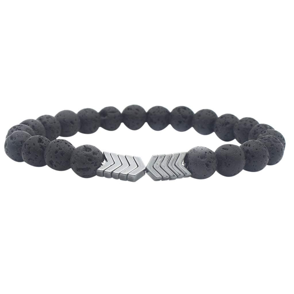 Altsommer 🌹 Personality Womens Mens Metal Arrow Volcanic Stone Natural Stone Bracelet Jewelry Clothings Accessories