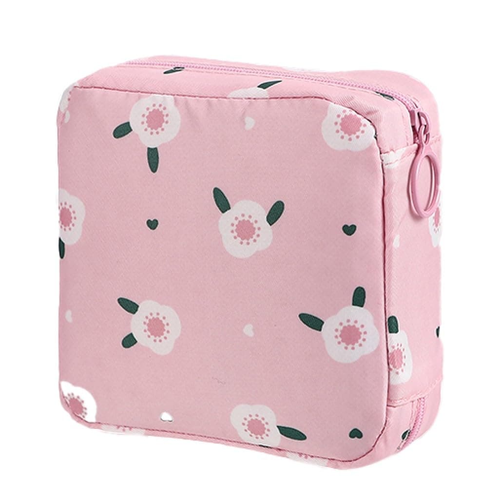 Small Pouch for Women Girls | Handbag Sanitary Napkin Storage Bag | Mini Travel Pouch for Menstrual Pads Charger Cable Earphone Accessories | Compact Organizer for Purse & Bags