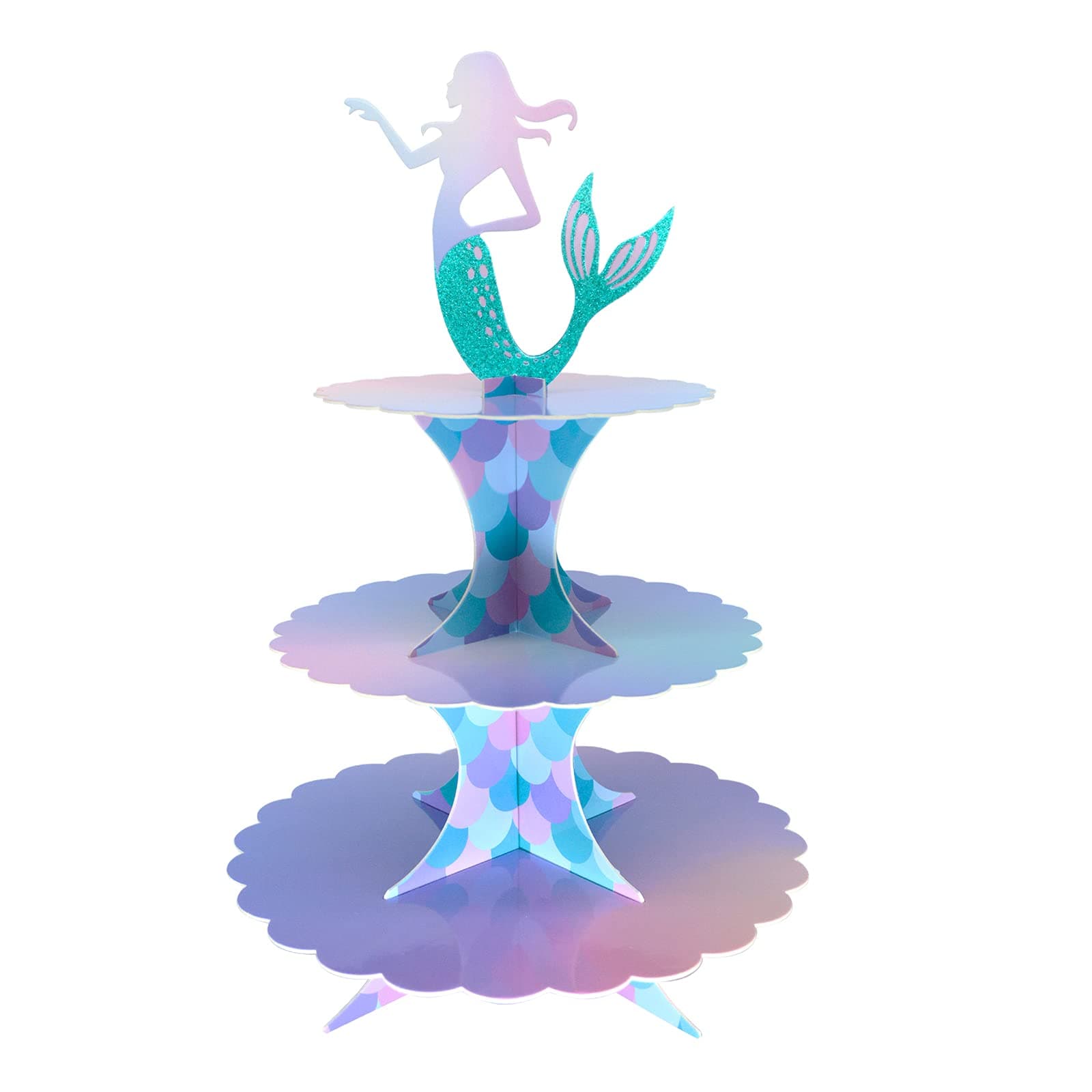 KALEFO Mermaid Cake Stand 3 Tier Mer maid Party Supplies Cupcake Stand Decortions for Sea Theme Parties Baby Shower Birthday Supplies (Mermaid)