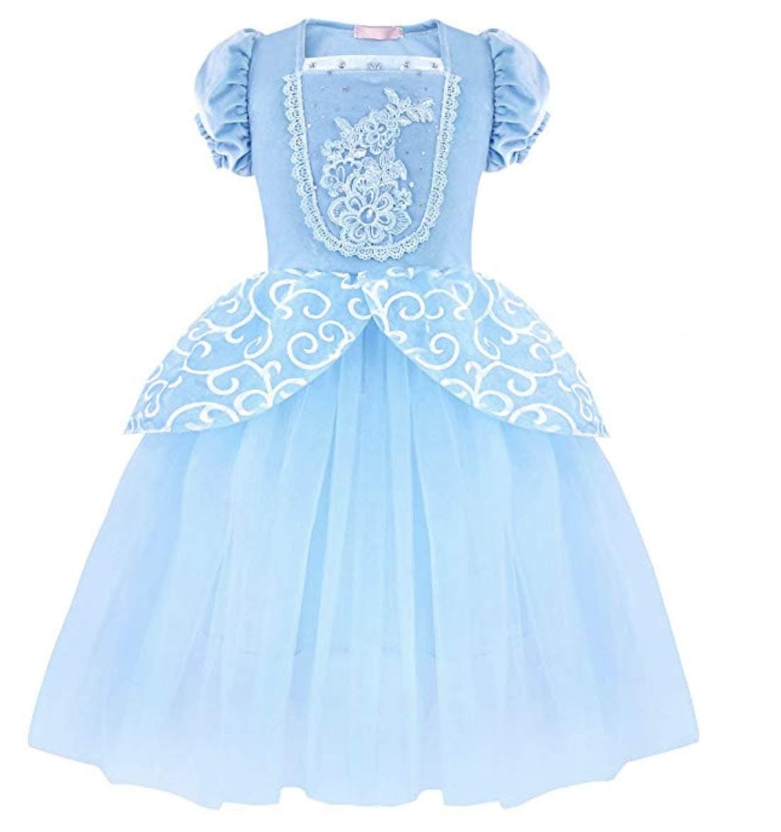 Yalla Baby Yellow Princess Dress Costume for Girls Kids Dress Up with Free Accessories - 90-140 cm 3-12 Years Birthday Party Cosplay Outfits