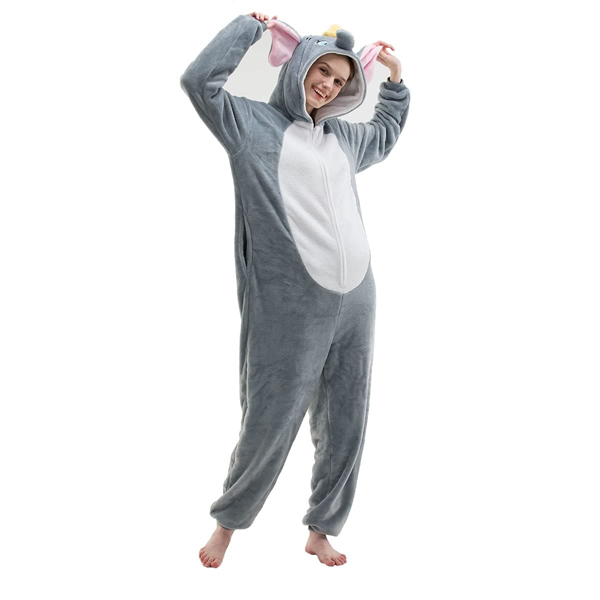 COSUSKET Snug Fit Unisex Adult Onesie Pajamas, Flannel Cosplay Animal One Piece Halloween Costume Sleepwear Homewear