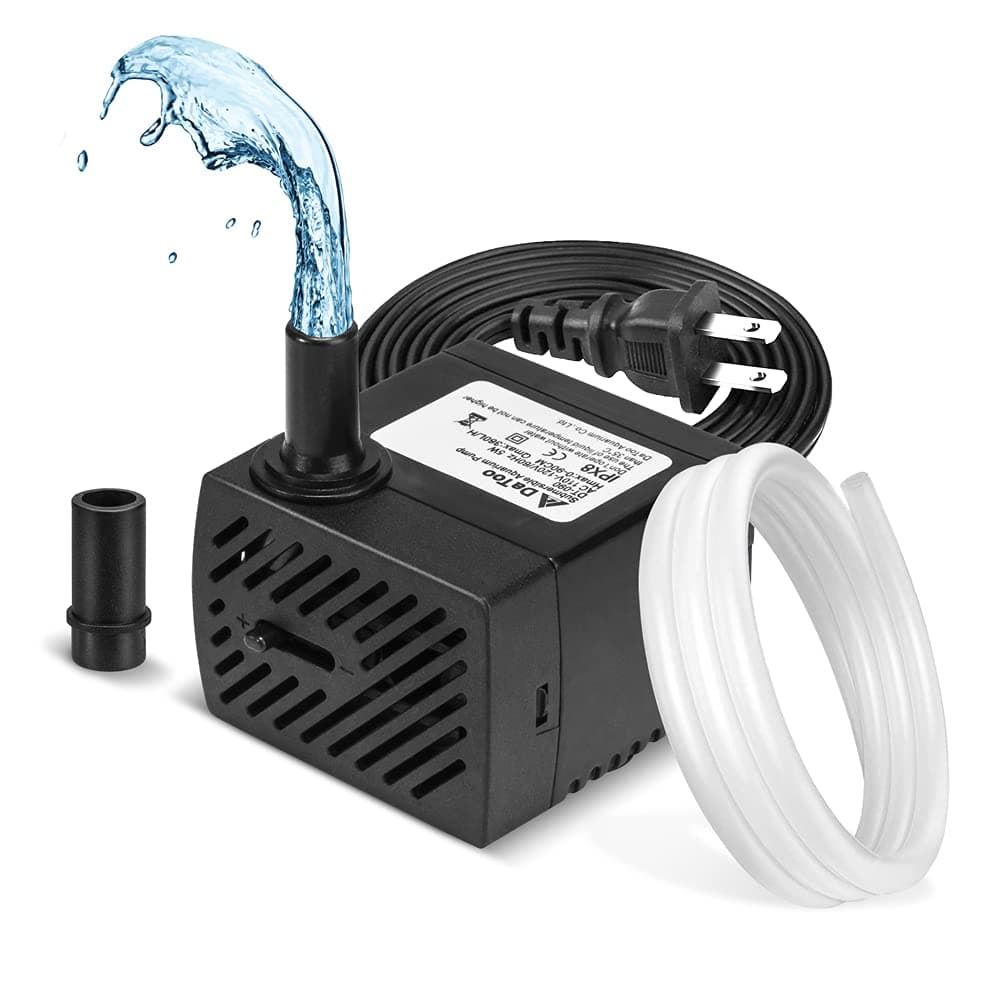 DaToo 95GPH 5W Small Submersible Water Pump Mini Fountain Pump Ultra Quiet For Aquarium Fish Tank Pond Statuary Hydroponics