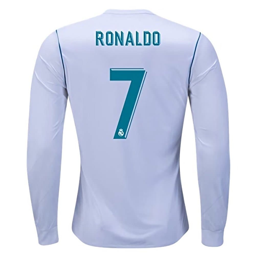 MephosDmme 2017/2018 Ronaldo 7 Real Madrid Home Long Sleeve Jersey Men's Color White Size L