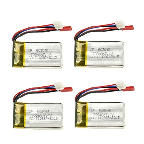 Coolplay 7.4V 700mAh Spare Parts Battery Replacement for MJX X601H X600 F46 RC Quadcopter Drone - Pack of 4