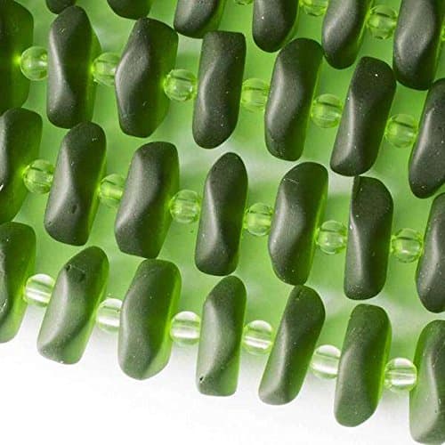 Cherry Blossom BeadsSea Glass Beads 6x14-15mm Button Spacer - 7 Inch Strand 6x14-15mm