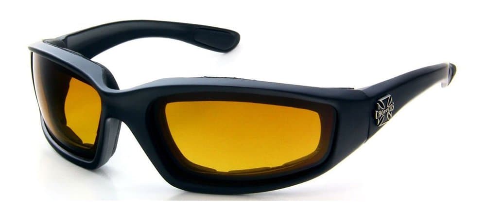 BLACK Chopper Wind Resistant Riding Sunglasses Glasses Padded Sports Motorcycle High Definition Lens