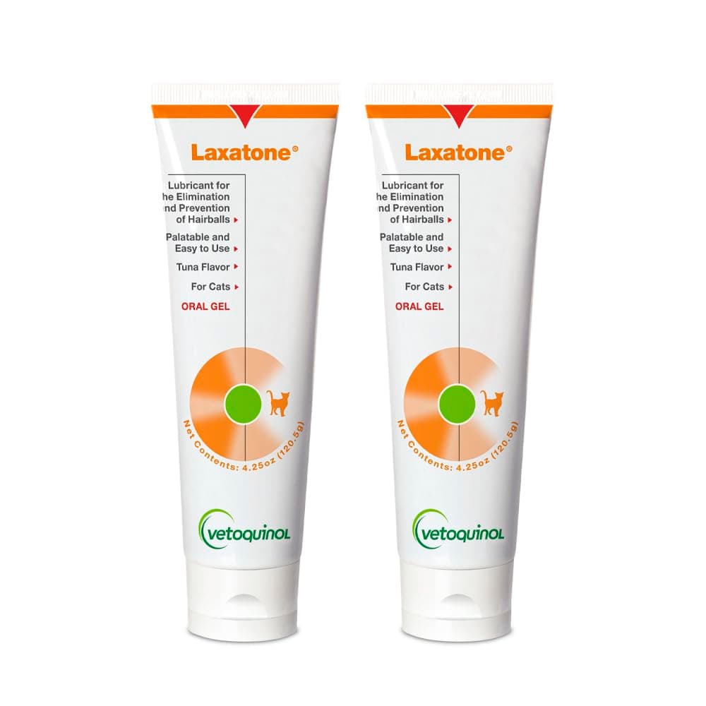 Vetoquinol Laxatone Oral Hairball Lubricant Gel for Cats – Tuna-Flavored, 4.25oz (2 Pack) – Lubricant for Helping w/Hairball Prevention & Elimination