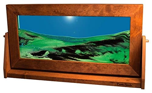 Xl12 Moving Sand Pictures - X Large Alder (Summer Turquoise) Quality Alder Wood Frame. Voted Top 10 Gifts! Sand Timer - Lava Lamp Executive Frames