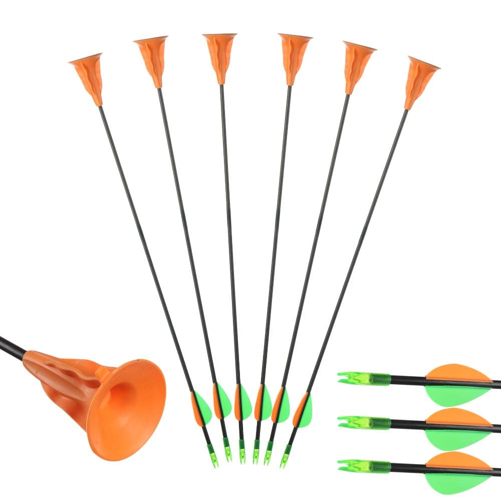 TOPARCHERY Fiberglass Sucker Arrows Suction Cup Arrows Children Game Arrows Kids Arrows Safe Arrow for Youth Children Compound Recurve Bow Outdoor Target Sports Game Toy Gift