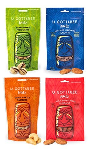 U Gottabee Nutz 4 Flavor Variety Pack | Smoky Bacon & Blue Cheese - Basil & Sun-dried Tomato - Balsamic Habanero - Caramel & Sea Salt