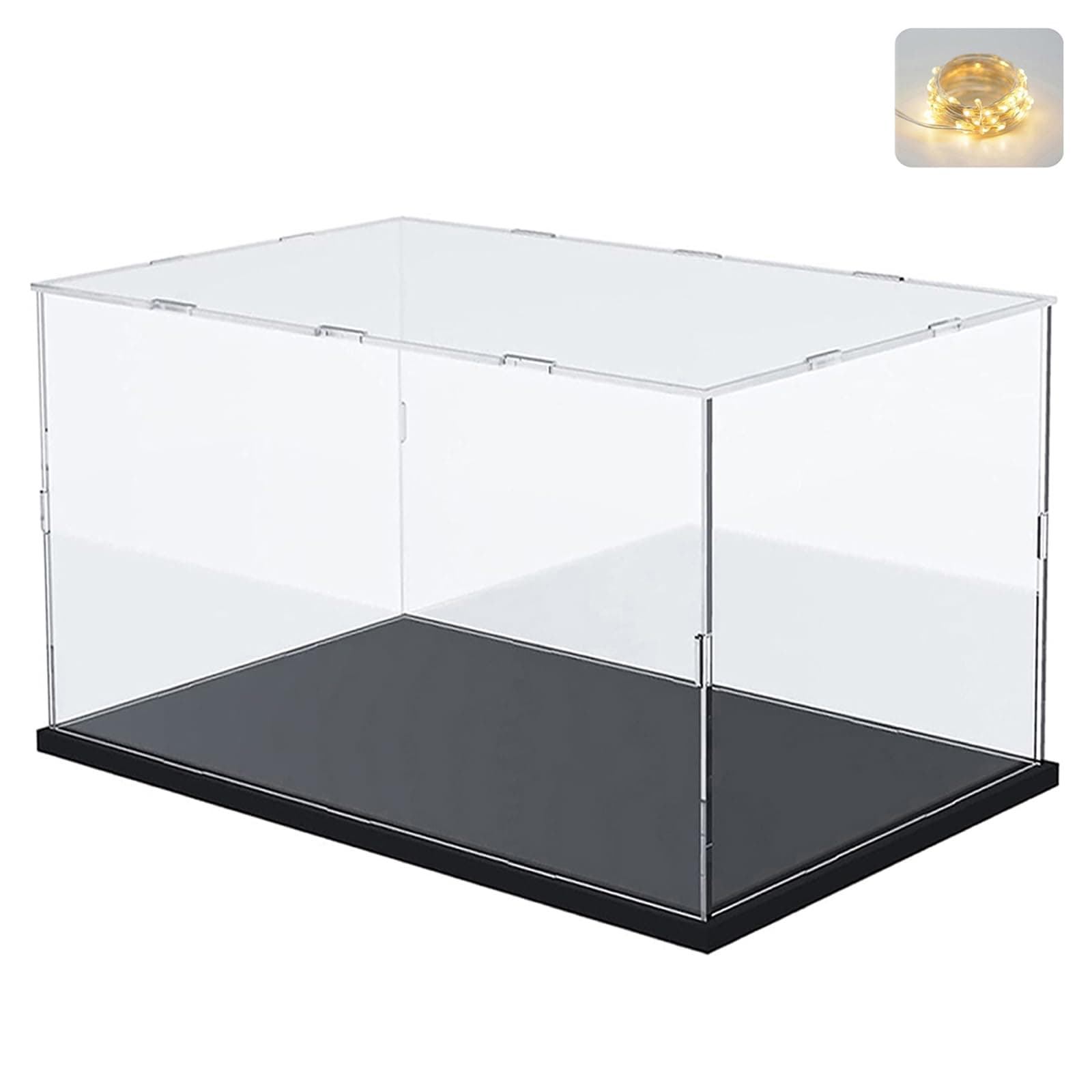 Clear Acrylic Display Case Display Box for Lego Fountain Garden 10359 for French Café 10362 for TIE Bomber for Football for Lego 75347 75387 76428 21270 75404 42205 42203, Black Inside 11.8x7.9x7.9in