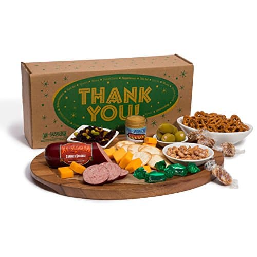 Dan the Sausageman's Thank You Gift Basket Featuring Summer Sausage, Wisconsin Cheese, Seattle Chocolates and Dan's Mustard.