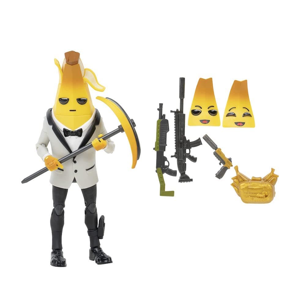 Fortnite Legendary Series Agent Peely (Ghost), 6-inch Highly Detailed Figure with Harvesting Tool, Weapons, Back Bling, and Interchangeable Faces, Multicolor, FNT0856