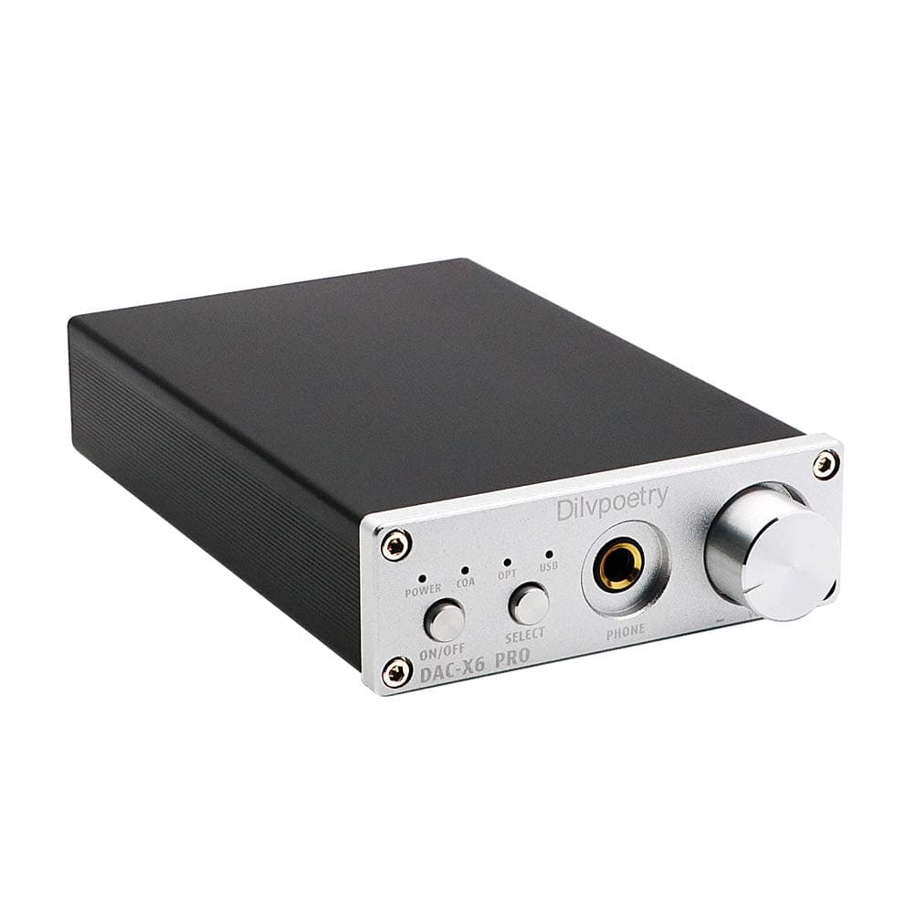 X6 Pro Mini DAC Digital Analog Converter Headphone Amplifier 24Bit/192kHz USB/Coaxial/Optical Stereo Audio Amp(Silver)