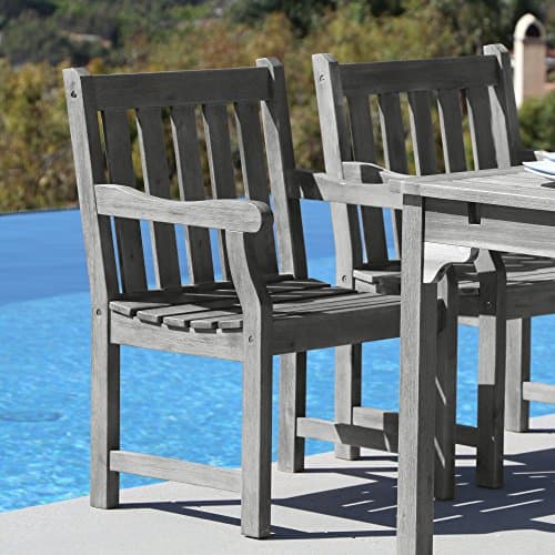 Vifah Renaissance Outdoor Patio Hand-Scraped Wood Garden Armchair