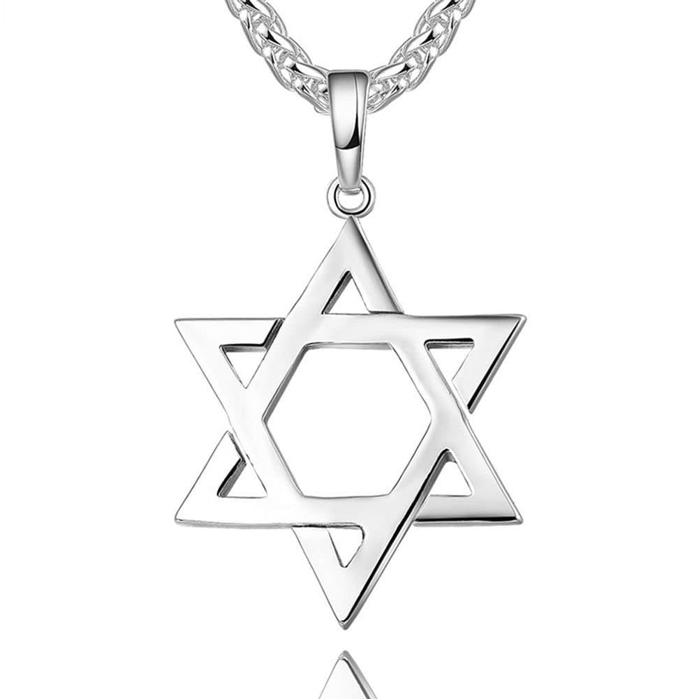 TTVOVO Jewish Jewelry Magen Star of David Pendant Necklace Women Men Chain Black Gun Plated/18K Gold Plated/Stainless Steel Israel Necklace