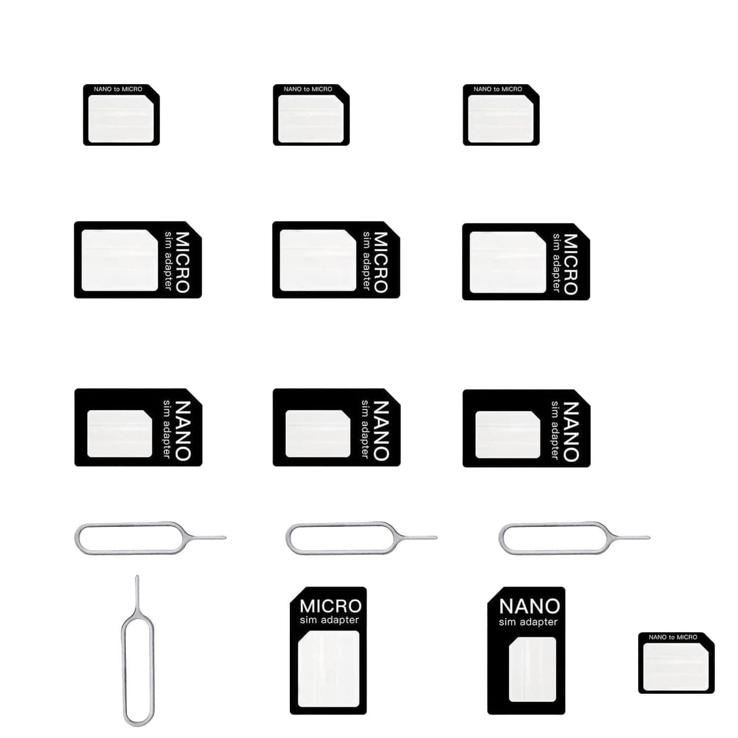 4 in 1 Nano SIM Card Adapter, 4 Sets Nano SIM Adapter, SIM Card Adapter with SIM Eject Pin, Compatible with Smartphone