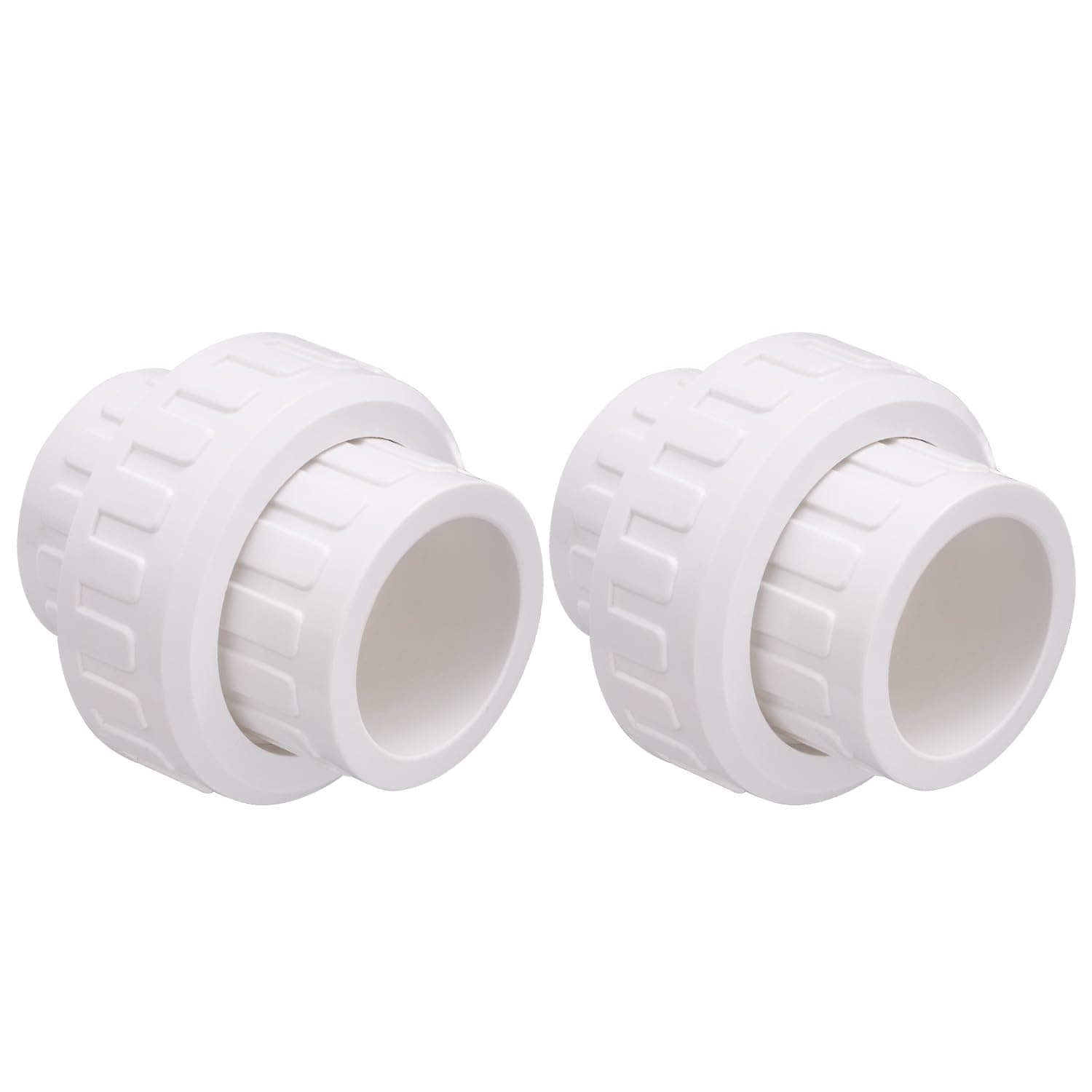 1-1/2" PVC Union Coupling Pipe Fitting (actual diameter 1.9") PVC Adapter Schedule 40(Socket x Socket), EPDM O-Ring, White 2 Pack