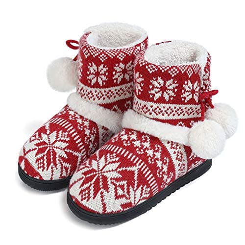 ChicNChic Women Cozy Plush Fleece Bootie Slippers Winter Indoor Outdoor House Shoes (6-6.5 B(M) US, Navy Blue)