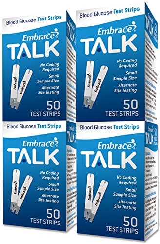 Blood Glucose Test Strips 200Ct | Compatible with Embrace Talk Meters and No Code Meters