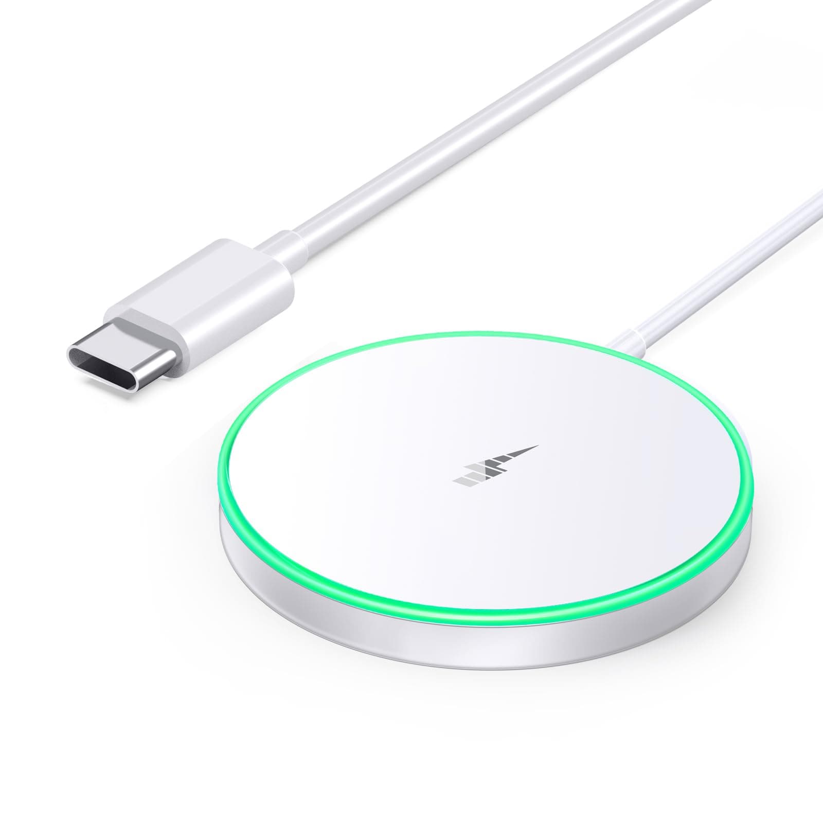 Magnetic Wireless Charger 15W Mag Safe Charger-Fast Charging Pad Compatible with iPhone17/16/15/14/13/12 Series & Airpods 2 3 Pro-LED Mag-Safe Pad with Dual Charging Ports Original Replacement（White）