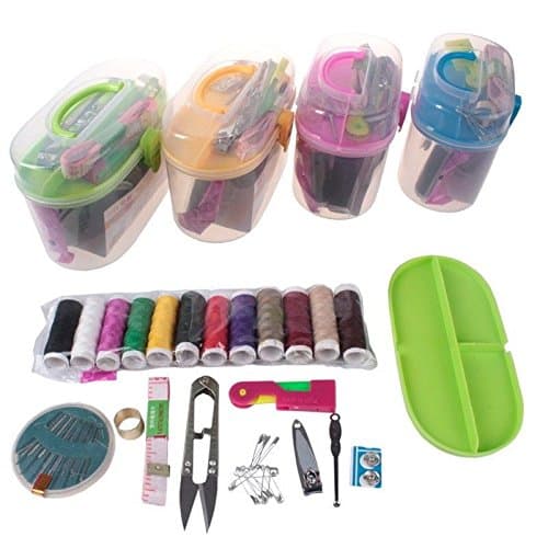 Travel Sewing Kits Thread Threader Needle Tape Measure Scissor in Box Sewing Kit Embroidery Kits