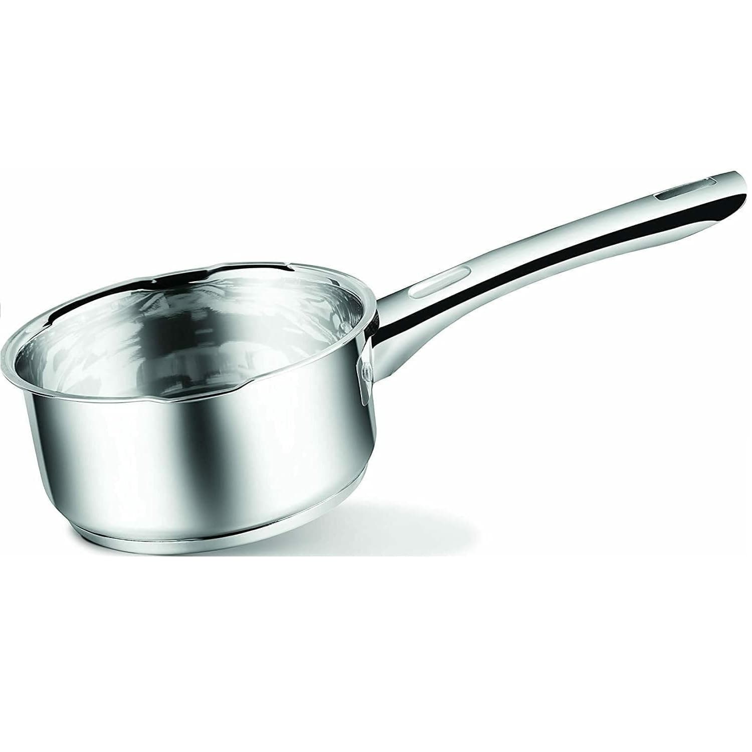 Stainless Steel Milk Pan 14cm/1 Litre Capacity/Double Sided Pouring Lips/Suitable for Induction, Ceramic, Gas & Electric Hobs/Versatile Cooking Pot/Saucepan/Small Milk Pot/Dishwasher Safe
