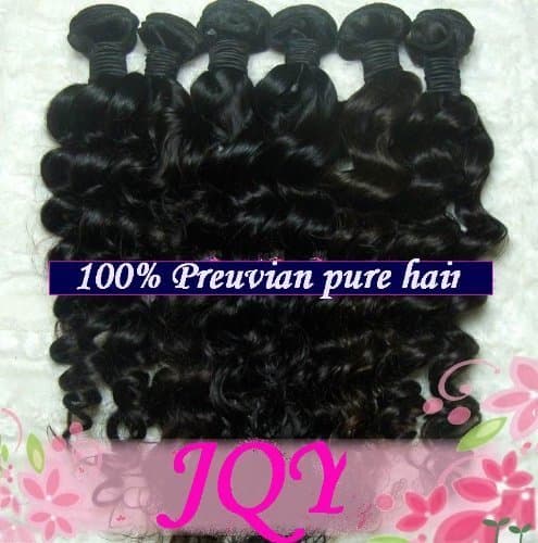 AAAA Grade 100% Peruvian Remy Human Hair Weft Real Virgin Peruvian Hair Extensions Deep Wave Curly 20" 22" 2 Bundles 200 Grams Unprocessed Black 1B