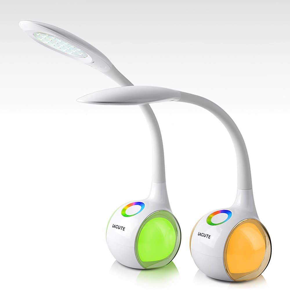 LAGUTE Swan S1 2-in-1 LED Desk Lamp, 3-level Natural Light Table Lamp & Nightlight of 256 Living Colors Adjusted by Touch Dimmer, USB Charge Port Convenient for Home & Office
