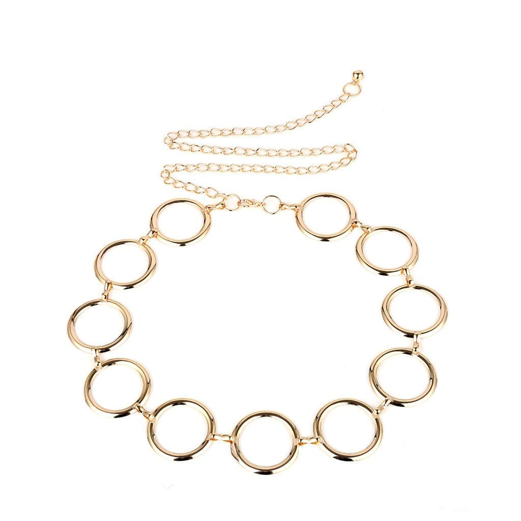 Lomsarsh Women Fashion Casual Geometric Round Waist Chain, Summer Dress Skirts Charm Body Belts Metal Thin Belt Clothing Pants Belt