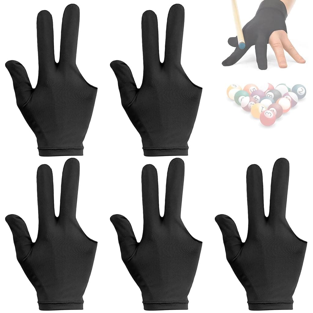 Proberos® 5Pcs Snooker Gloves for Men & Women, Breathable Spandex 3 Finger Billiard Gloves for Left Hand/Right Hand, Universal Size, Durable & Comfortable for Precision Cue Grip, Ideal for Matches