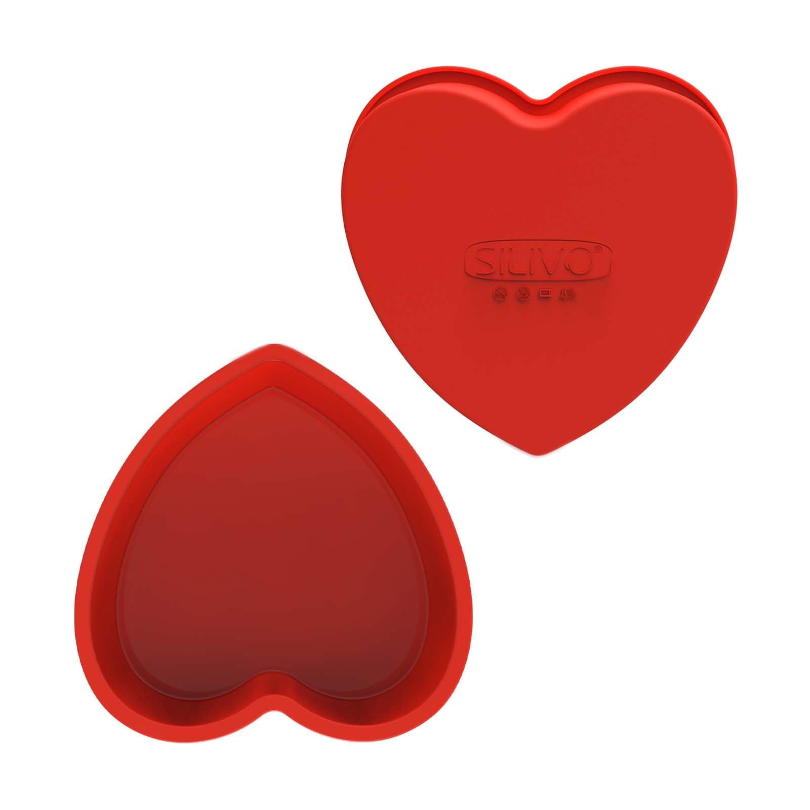 SILIVO Silicone Heart Shaped Cake Pans (2 Pack) - 9 Inch Nonstick Heart Cake Molds for Cakes and Brownies