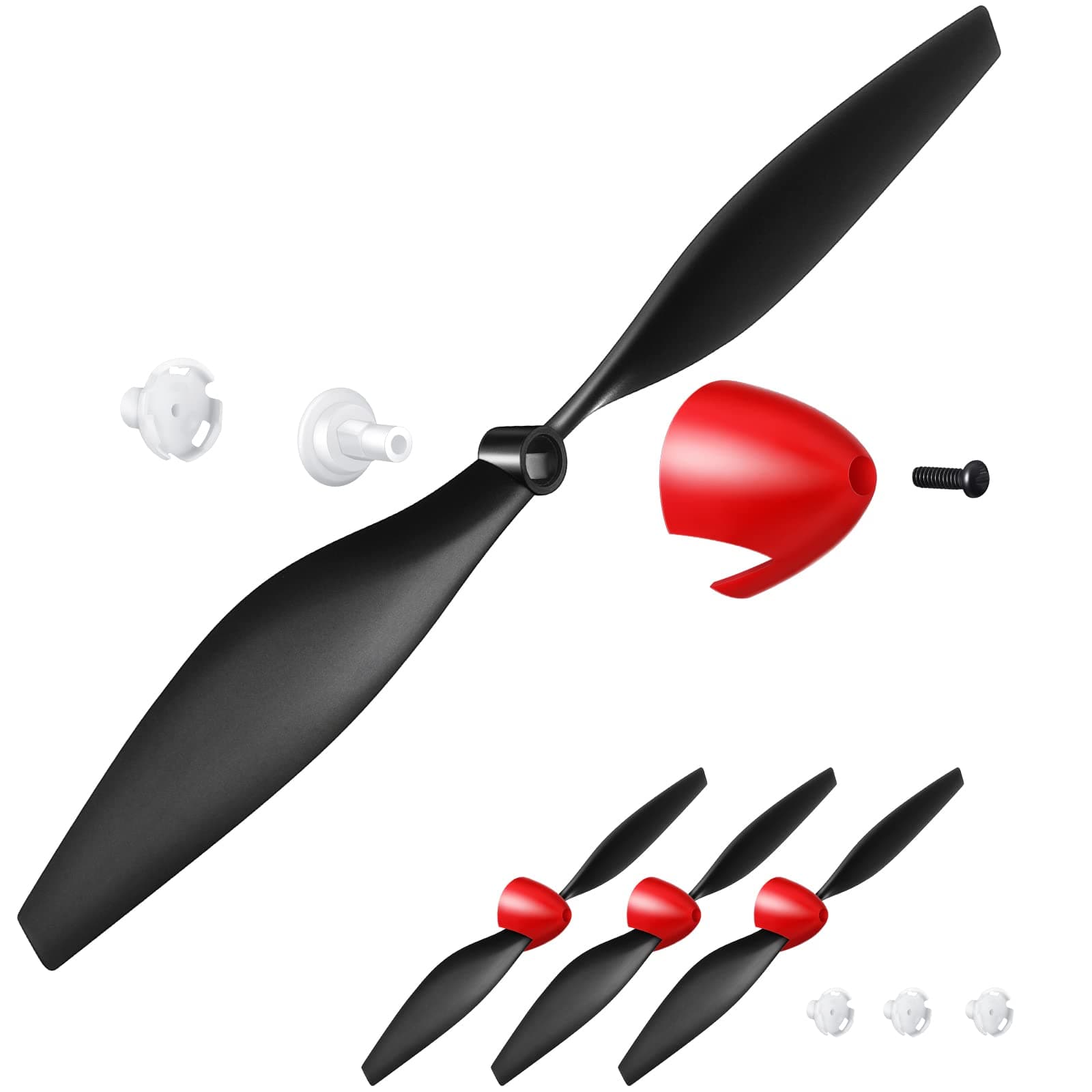 Spare RC Plane Propellers RC Airplane Carbon Fiber Nose Cone Compatible with Tr-p51 Rc Plane 4 Channel Remote Control Airplane with Propeller Savers and Adapters (3 Sets)