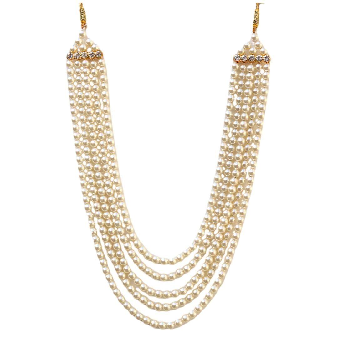 OneStoreIndia Men's, Women's Handmade Pearl Stone & Studded AD (American Diamond) Necklace Jewellery (DM - 7817)