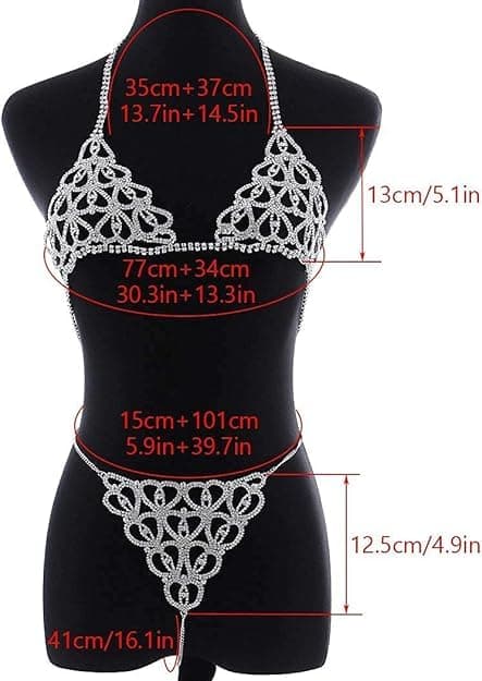 Evild Bling Sexy Bra Chain Silver Bikini Lingerie Sparkly Body Chain Crystal Underwear for Women