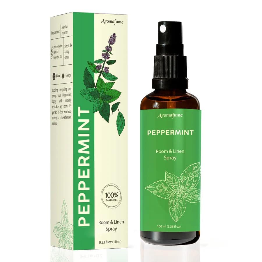 Peppermint Room, Linen & Pillow Spray by Aromafume | 100ml/3.38 fl oz | with Pure Peppermint Essential Oil | Aromatherapy Spray for Relaxation, Sleep & Stress Relief | Mist for Bedding, Fabrics