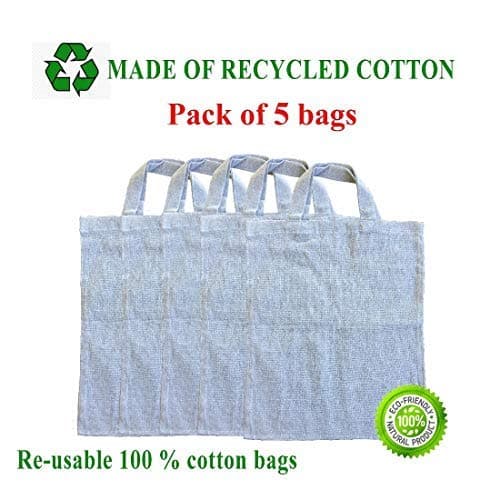 frenzo designs Eco-Friendly Cotton Grocery Shopping Bag (Grey) - Pack of 5