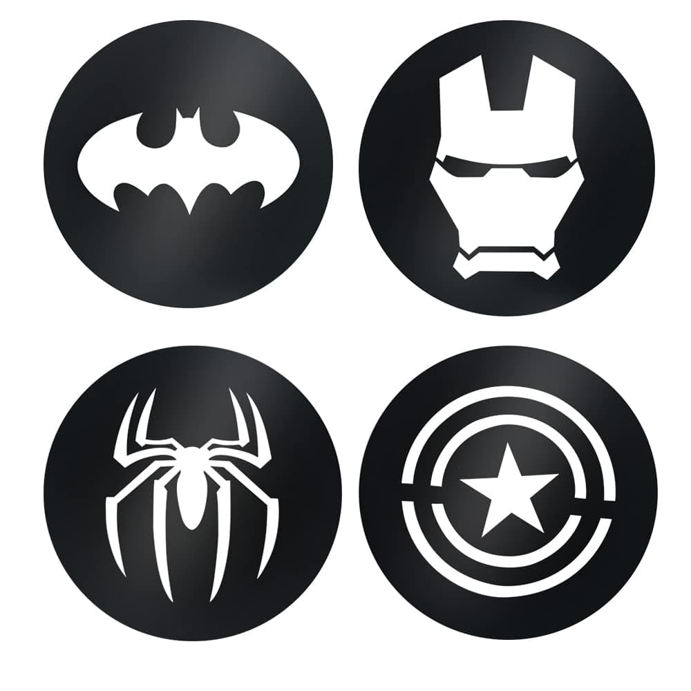 GNYO Superhero Wall Decor - Metal Wall Art Set of 4 - Avengers Metal Wall Art - Avengers Bedroom Decor – Superhero Room Decor for Boys, Kids, Living Room (Diameter 9.4 inch)