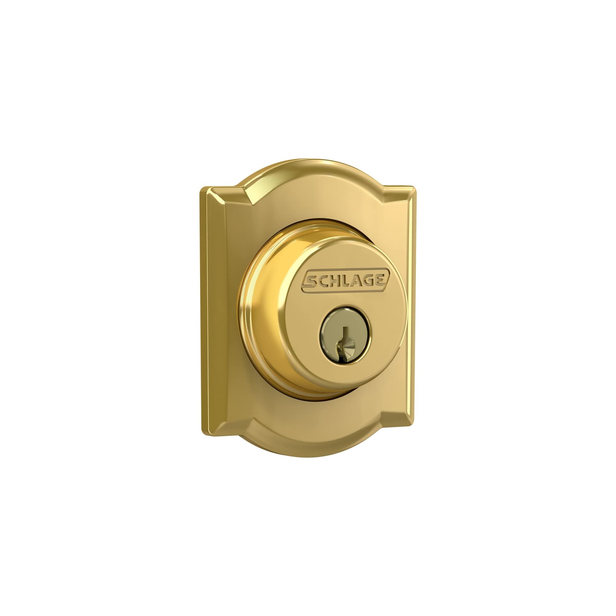 B60 N CAM 605 Deadbolt with Camelot Trim, Keyed 1 Side, Highest Residential Security, Bright Brass