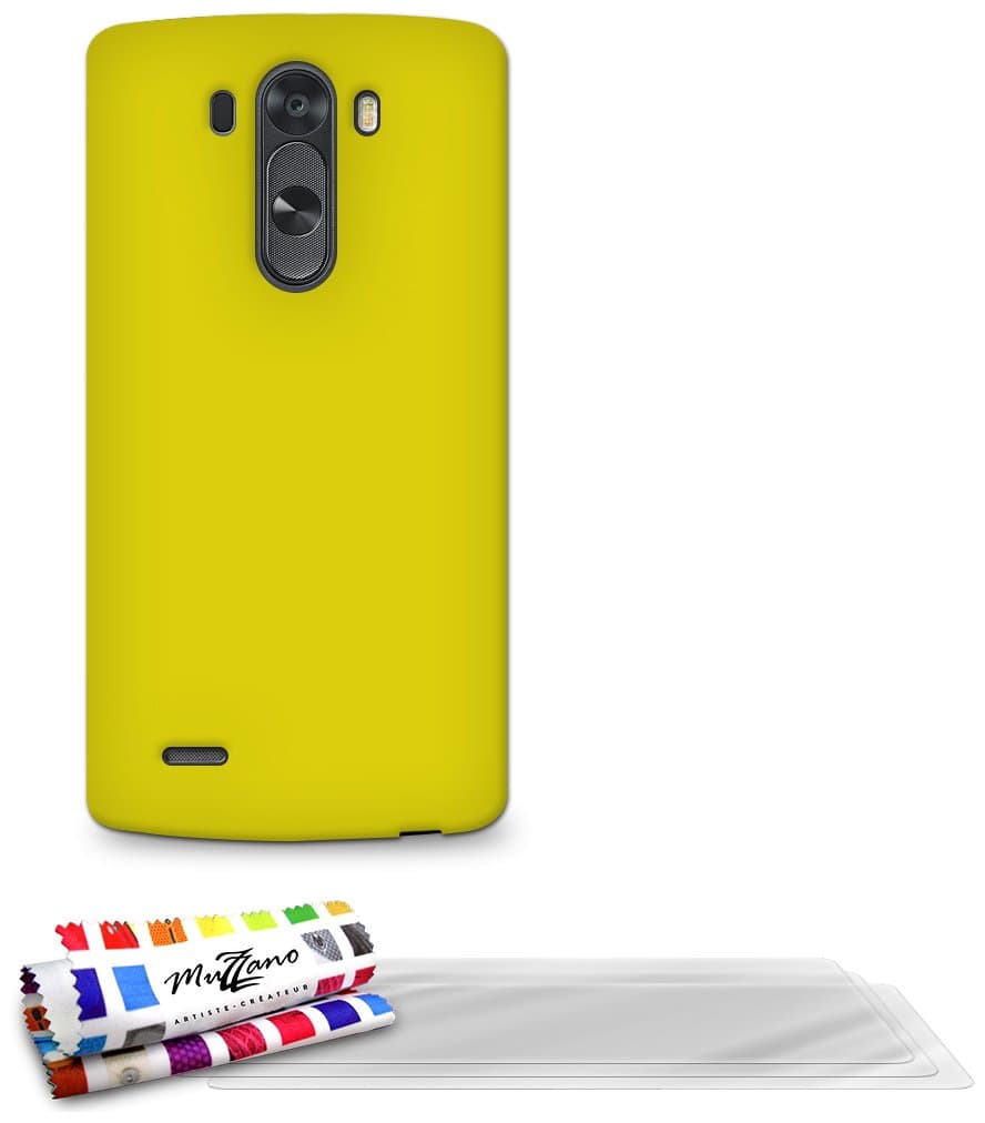 MUZZANO Original Le Pearls Rigid Case for LG G3 Beat with 3 Ultra-Clear Screen Protectors - Yellow
