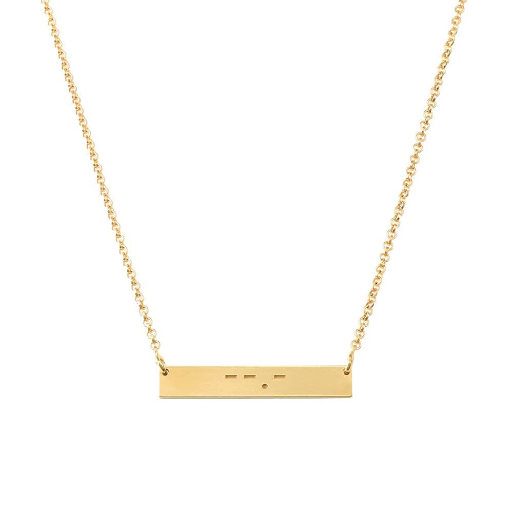 funcokFuncok Personalized 925 Sterling Silver Morse Code Initial Horizontal Custom Bar Necklace