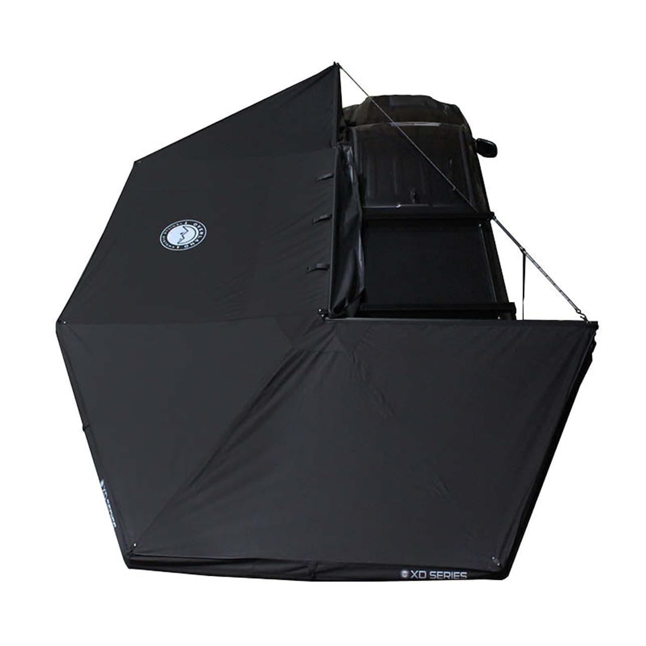 Overland Vehicle Systems 19690001 XD Nomadic 270 Degree Awning with Integrated LED Lights & Black Out Driver Side | 129 Sq Ft of Coverage | Black Fabric and Travel Cover Included