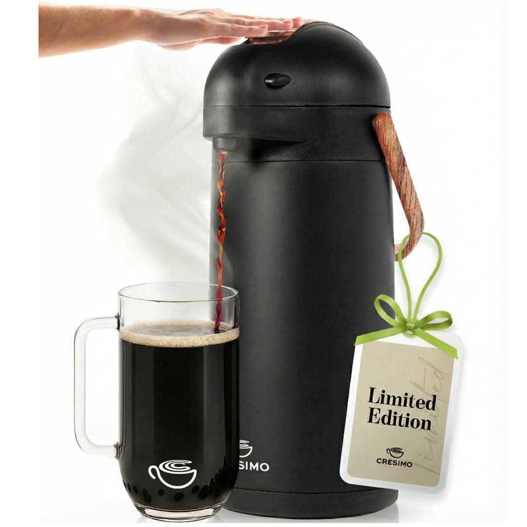 Thermal Coffee Carafe 74Oz, Keeps Coffee Hot for 12Hrs & Cold for 24Hrs-Premium Stainless Steel Carafe for Hot Liquids, Easy One-Handed Dispensing for Office, Home, Party, Durable Hot Drink Dispenser