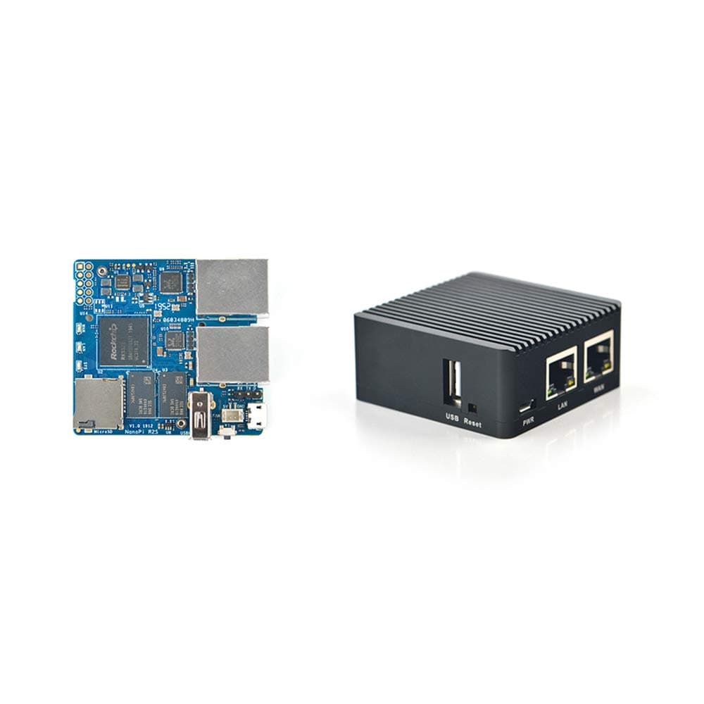 NanoPi R2S Open Source Mini Router with Dual Gbps Ethernet Ports for 1GB DDR4 RK3328 Soc IOT NAS Smart Home Gateway with CNC Metal Case
